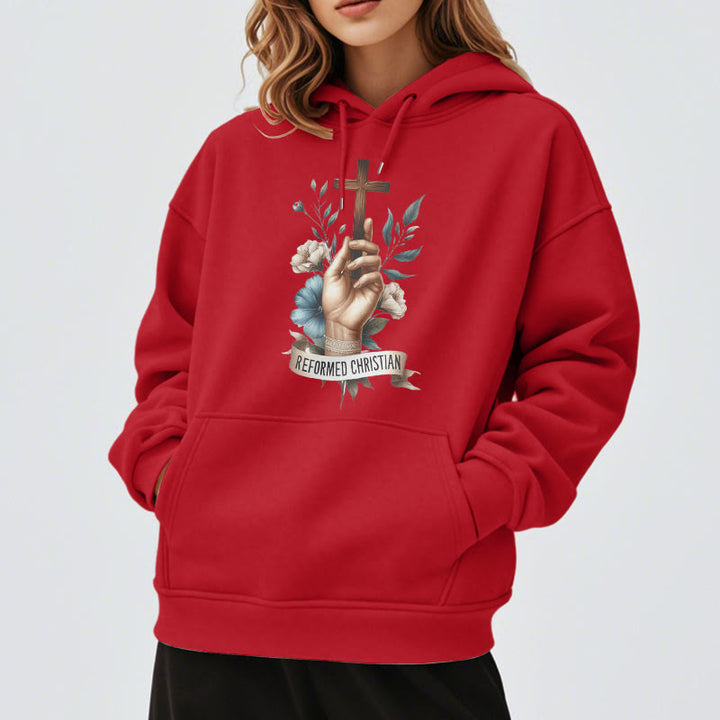 Christianartworkshop Klassischer farbiger Hoodie im reformierten christlichen Stil, gefüttert mit Polyester, Fleece-Futter - image 37