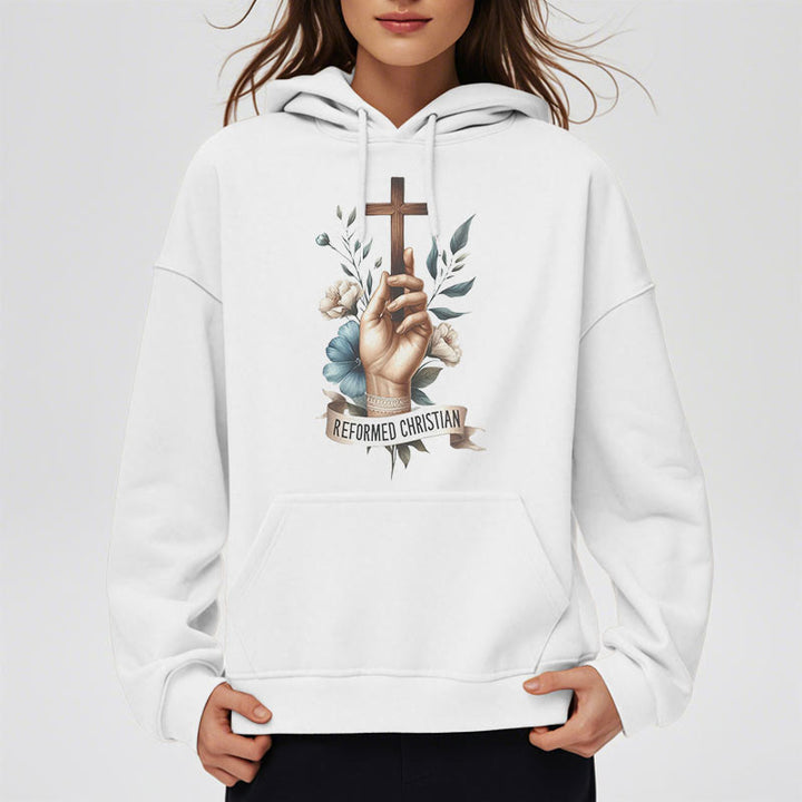 Christianartworkshop Kapuzenpullover aus Polyester im klassischen, farbigen Stil mit Fleecefutter im reformierten christlichen Glauben