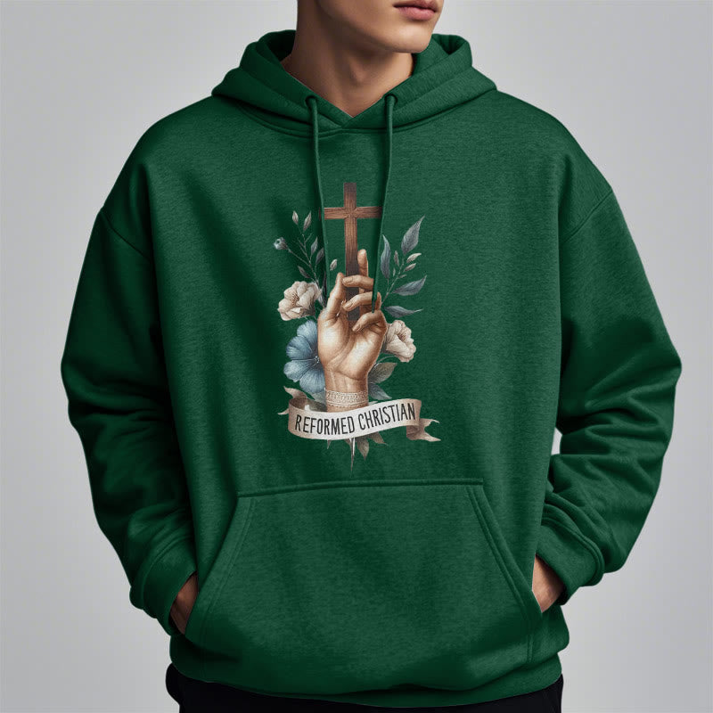 Christianartworkshop Kapuzenpullover aus Polyester im klassischen, farbigen Stil mit Fleecefutter im reformierten christlichen Glauben