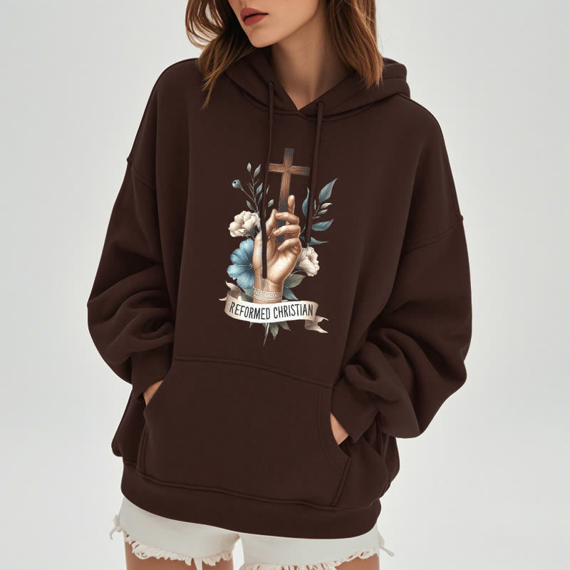 Christianartworkshop Kapuzenpullover aus Polyester im klassischen, farbigen Stil mit Fleecefutter im reformierten christlichen Glauben - image 17