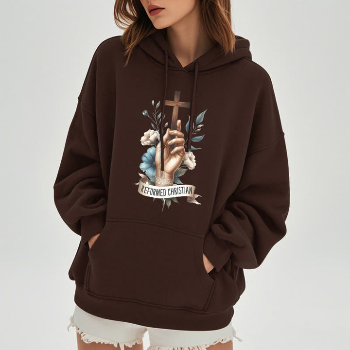 Christianartworkshop Kapuzenpullover aus Polyester im klassischen, farbigen Stil mit Fleecefutter im reformierten christlichen Glauben - image 17