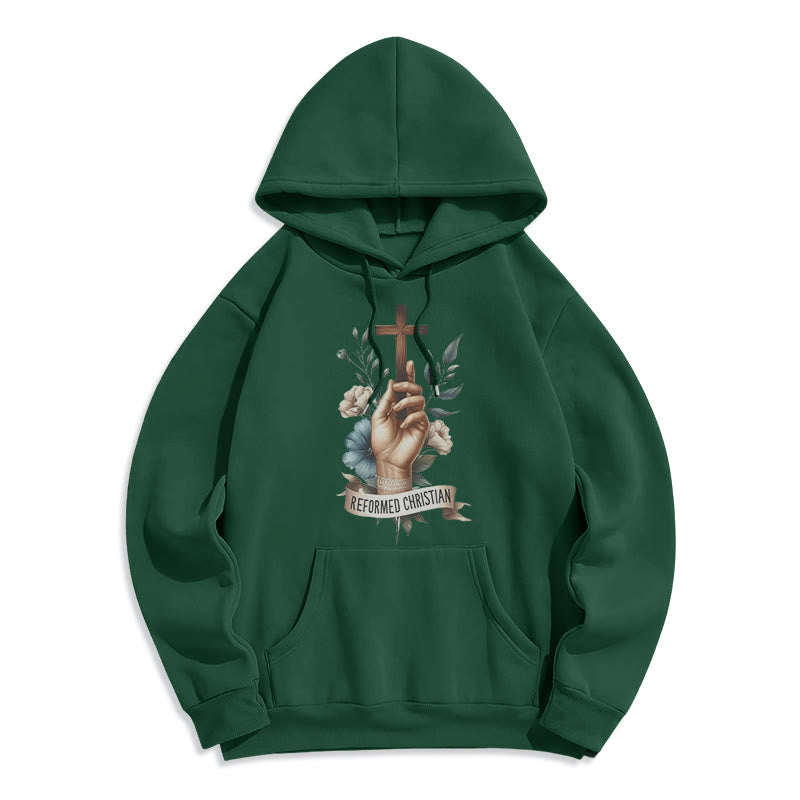 Christianartworkshop Kapuzenpullover aus Polyester im klassischen, farbigen Stil mit Fleecefutter im reformierten christlichen Glauben
