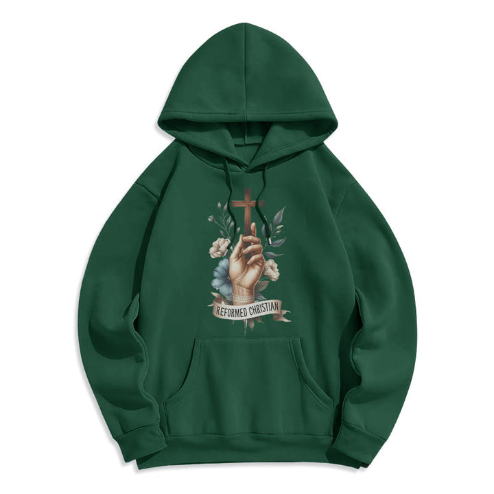 Christianartworkshop Kapuzenpullover aus Polyester im klassischen, farbigen Stil mit Fleecefutter im reformierten christlichen Glauben