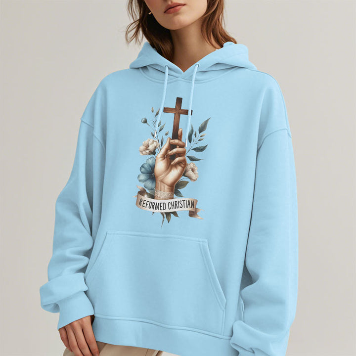 Christianartworkshop Klassischer farbiger Hoodie im reformierten christlichen Stil, gefüttert mit Polyester, Fleece-Futter - image 27