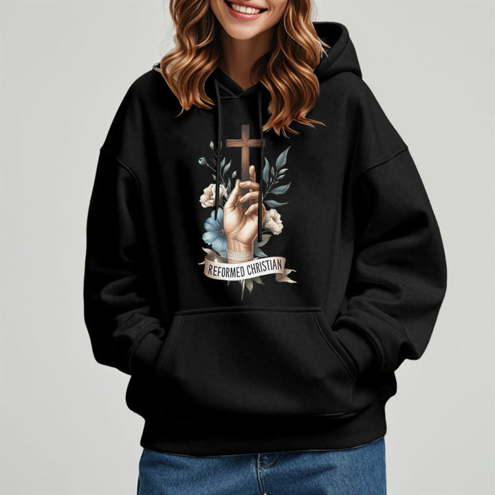 Christianartworkshop Klassischer farbiger Hoodie im reformierten christlichen Stil, gefüttert mit Polyester, Fleece-Futter - image 7