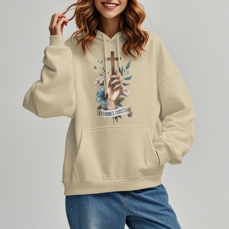 Christianartworkshop Klassischer farbiger Hoodie im reformierten christlichen Stil, gefüttert mit Polyester, Fleece-Futter - image 12