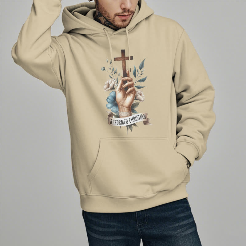 Christianartworkshop Klassischer farbiger Hoodie im reformierten christlichen Stil, gefüttert mit Polyester, Fleece-Futter - image 13
