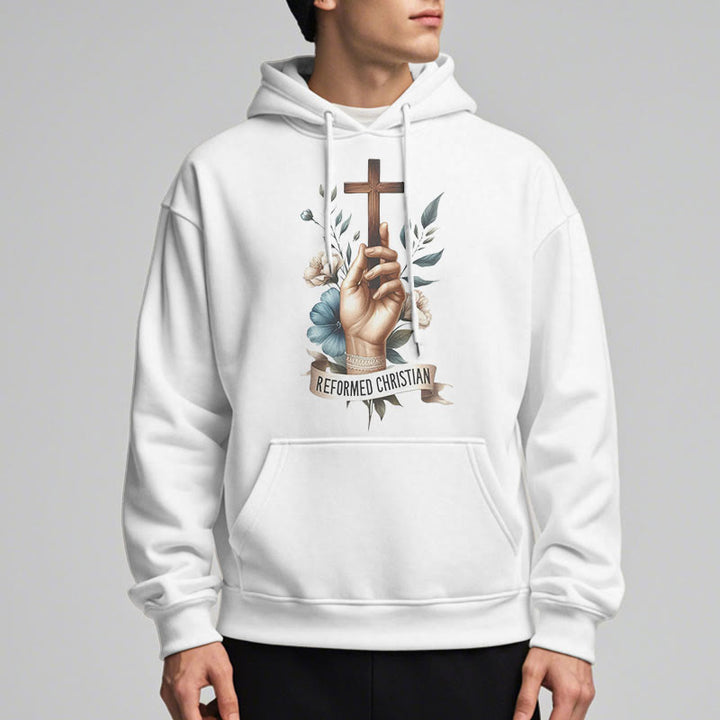 Christianartworkshop Kapuzenpullover aus Polyester im klassischen, farbigen Stil mit Fleecefutter im reformierten christlichen Glauben - image 2