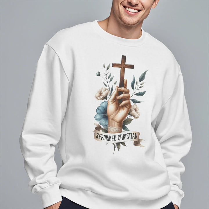 Christianartworkshop Klassisches, farbiges Sweatshirt im reformierten christlichen Glaubensstil mit Fleecefutter aus Polyester