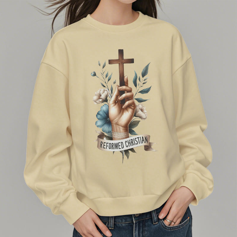 Christianartworkshop Klassisches, farbiges Sweatshirt im reformierten christlichen Glaubensstil mit Fleecefutter aus Polyester