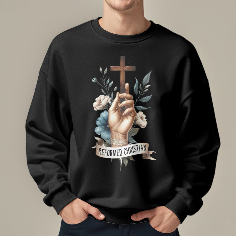 Christianartworkshop Klassisches, farbiges Sweatshirt im reformierten christlichen Glaubensstil mit Fleecefutter aus Polyester