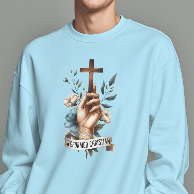 Christianartworkshop Klassisches, farbiges Sweatshirt im reformierten christlichen Glaubensstil mit Fleecefutter aus Polyester
