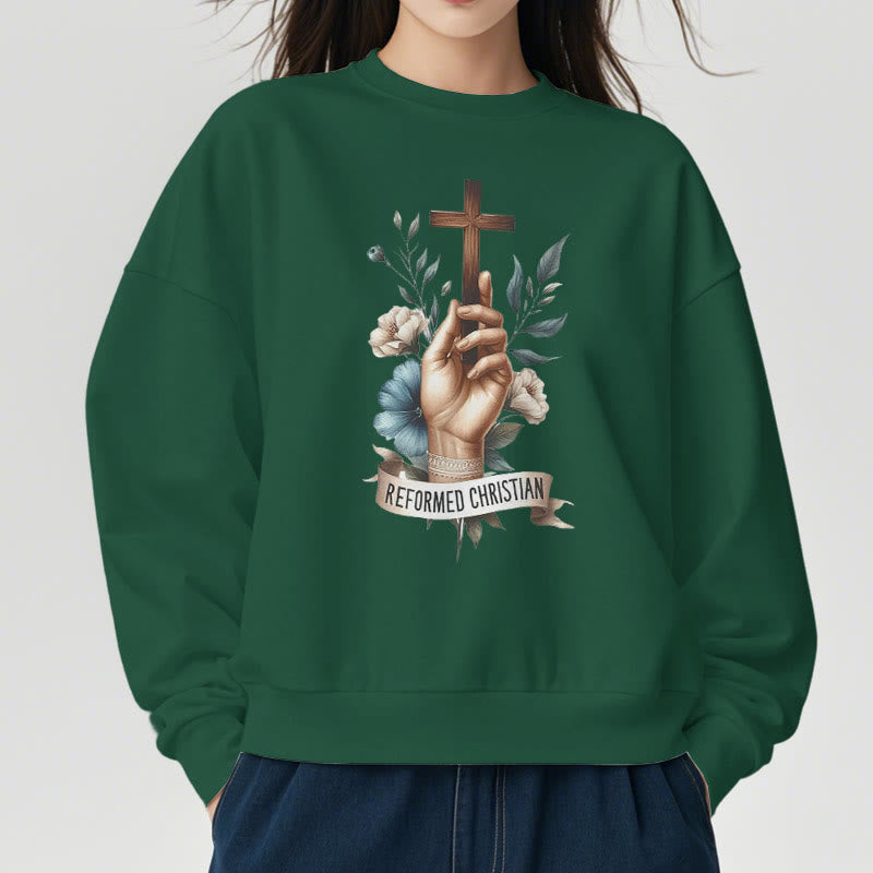 Christianartworkshop Klassisches, farbiges Sweatshirt im reformierten christlichen Glaubensstil mit Fleecefutter aus Polyester