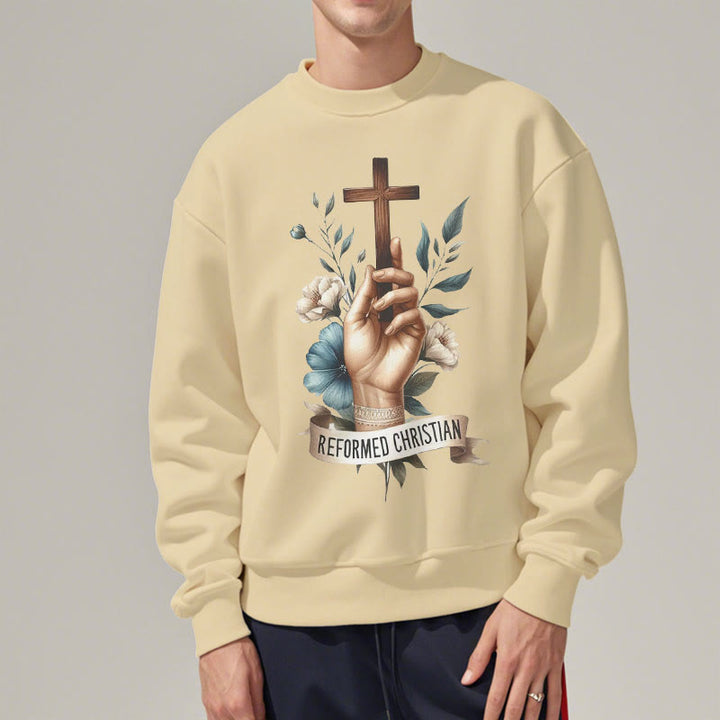 Christianartworkshop Klassisches, farbiges Sweatshirt im reformierten christlichen Glaubensstil mit Fleecefutter aus Polyester