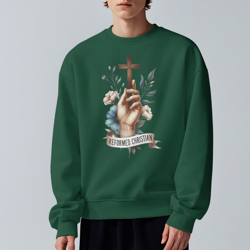 Christianartworkshop Klassisches, farbiges Sweatshirt im reformierten christlichen Glaubensstil mit Fleecefutter aus Polyester