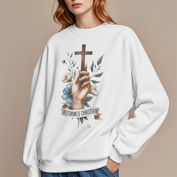 Christianartworkshop Klassisches, farbiges Sweatshirt im reformierten christlichen Glaubensstil mit Fleecefutter aus Polyester