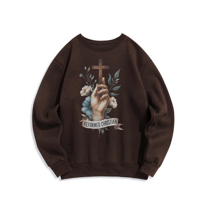 Christianartworkshop Klassisches farbiges Sweatshirt im reformierten christlichen Stil, gefüttert mit Polyester - Braun - 2XL - image 15