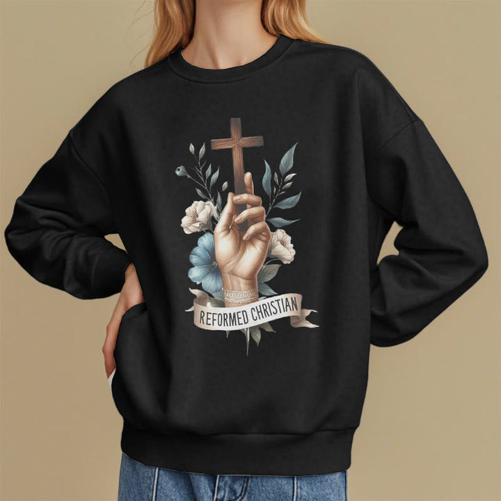 Christianartworkshop Klassisches, farbiges Sweatshirt im reformierten christlichen Glaubensstil mit Fleecefutter aus Polyester