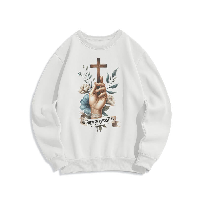 Christianartworkshop Klassisches, farbiges Sweatshirt im reformierten christlichen Glaubensstil mit Fleecefutter aus Polyester - Weiß - 2XL - image 0