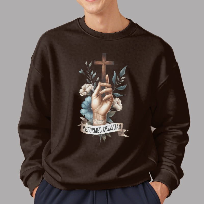 Christianartworkshop Klassisches, farbiges Sweatshirt im reformierten christlichen Glaubensstil mit Fleecefutter aus Polyester