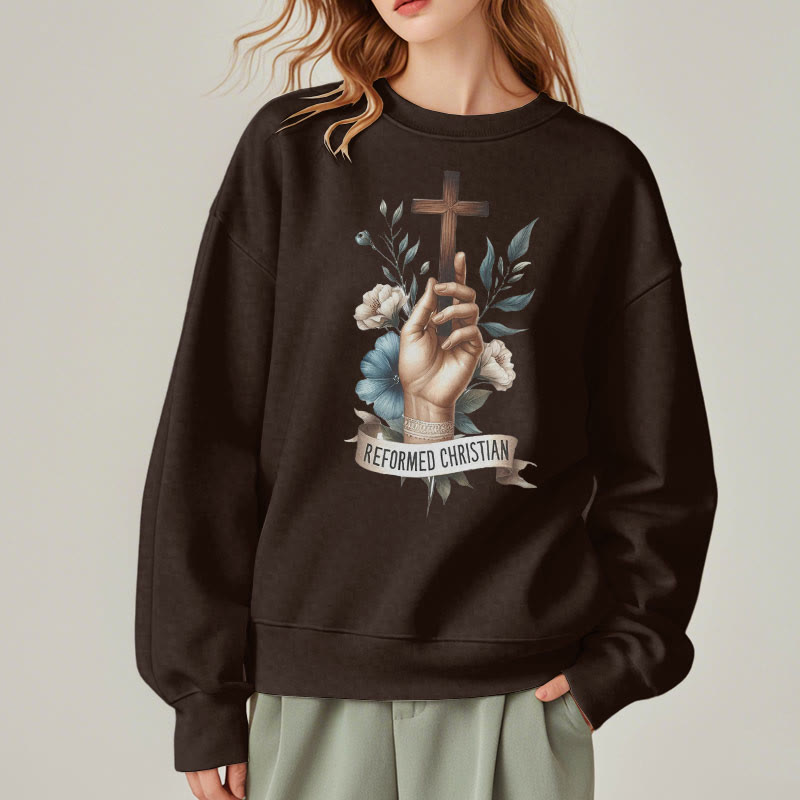 Christianartworkshop Klassisches, farbiges Sweatshirt im reformierten christlichen Glaubensstil mit Fleecefutter aus Polyester