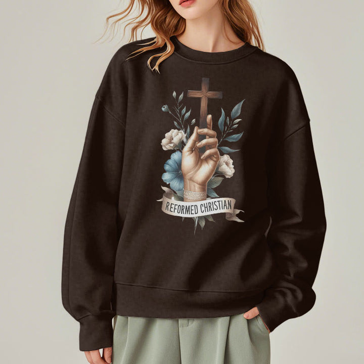 Christianartworkshop Klassisches, farbiges Sweatshirt im reformierten christlichen Glaubensstil mit Fleecefutter aus Polyester