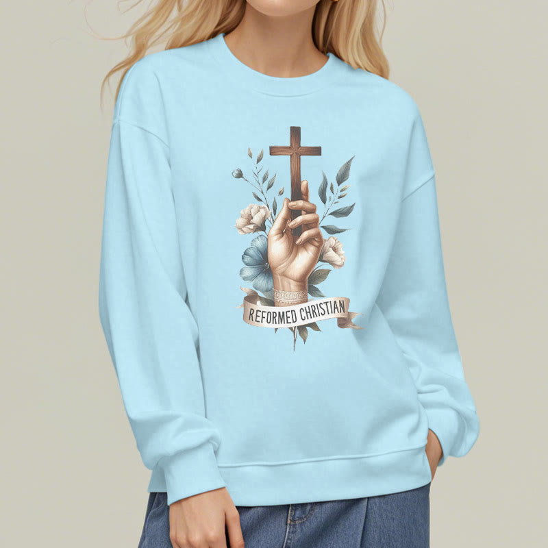 Christianartworkshop Klassisches, farbiges Sweatshirt im reformierten christlichen Glaubensstil mit Fleecefutter aus Polyester