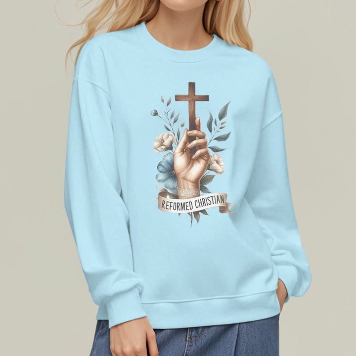 Christianartworkshop Klassisches, farbiges Sweatshirt im reformierten christlichen Glaubensstil mit Fleecefutter aus Polyester