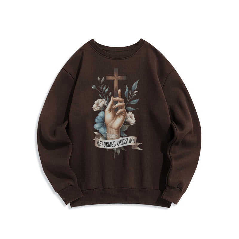 Christianartworkshop Klassisches, farbiges Sweatshirt im reformierten christlichen Glaubensstil mit Fleecefutter aus Polyester