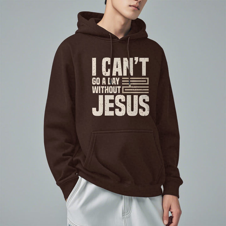 Christianartworkshop Klassischer Stil „I Can't Go A Day Without Jesus“ Polyester-Kapuzenpullover mit Fleecefutter