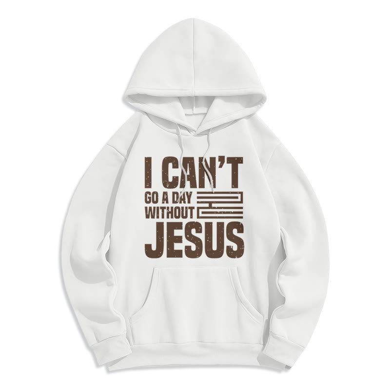 Christianartworkshop Klassischer Stil „I Can't Go A Day Without Jesus“ Polyester-Kapuzenpullover mit Fleecefutter - Weiß - 2XL - image 0