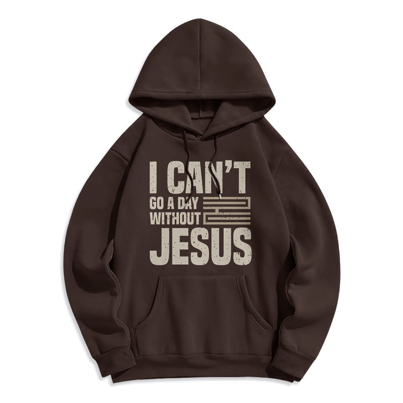 Christianartworkshop Klassischer Stil „I Can't Go A Day Without Jesus“ Polyester-Kapuzenpullover mit Fleecefutter - Braun - 2XL - image 15