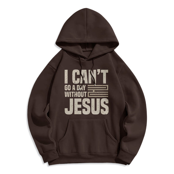 Christianartworkshop Klassischer Stil „I Can't Go A Day Without Jesus“ Polyester-Kapuzenpullover mit Fleecefutter - Braun - 2XL - image 15