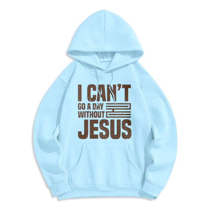 Christianartworkshop Klassischer Stil „I Can't Go A Day Without Jesus“ Polyester-Kapuzenpullover mit Fleecefutter