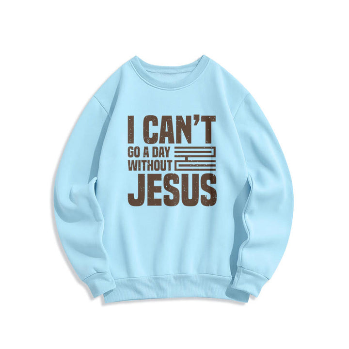 Christianartworkshop Klassisches Sweatshirt „Ich kann keinen Tag ohne Jesus“ – Fleecegefüttert, Polyester - Blau - 2XL - image 25