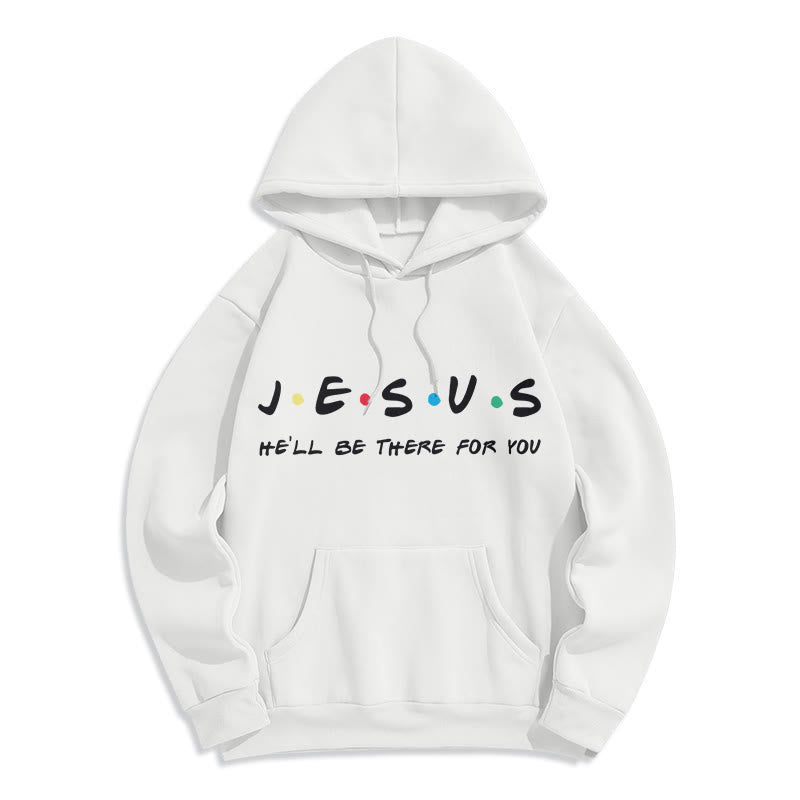 Christianartworkshop Moderner Stil Jesus, er wird für dich da sein, Polyester-Kapuzenpullover mit Fleecefutter - Weiß - 2XL - image 0