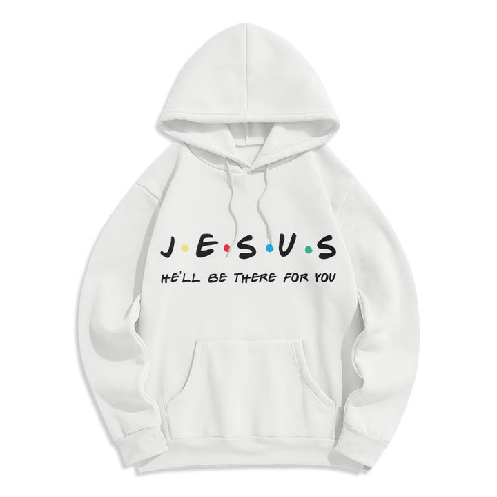 Christianartworkshop Moderner Stil Jesus, er wird für dich da sein, Polyester-Kapuzenpullover mit Fleecefutter - Weiß - 2XL - image 0