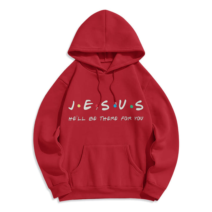 Christianartworkshop Moderner Stil Jesus, er wird für dich da sein, Polyester-Kapuzenpullover mit Fleecefutter