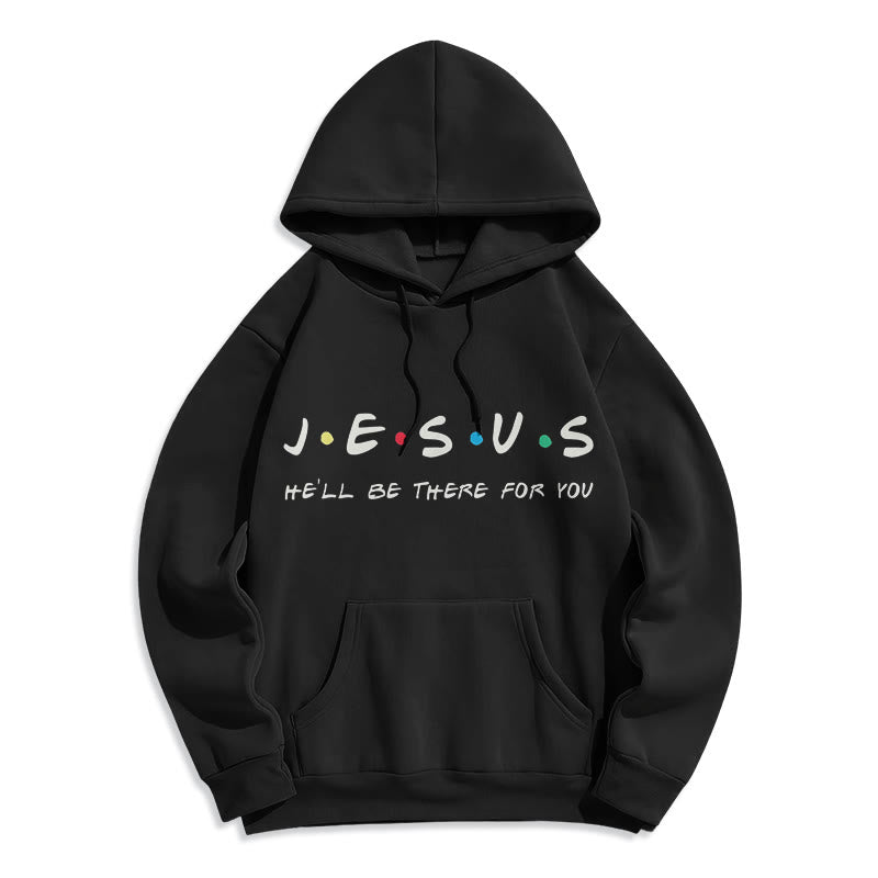 Christianartworkshop Moderner Stil Jesus, er wird für dich da sein, Polyester-Kapuzenpullover mit Fleecefutter - Schwarz - 2XL - image 5