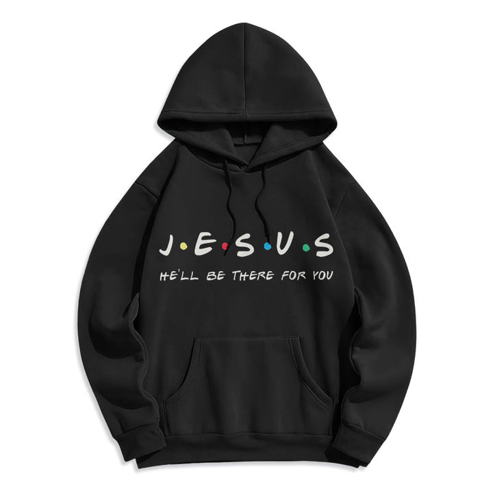 Christianartworkshop Moderner Stil Jesus, er wird für dich da sein, Polyester-Kapuzenpullover mit Fleecefutter