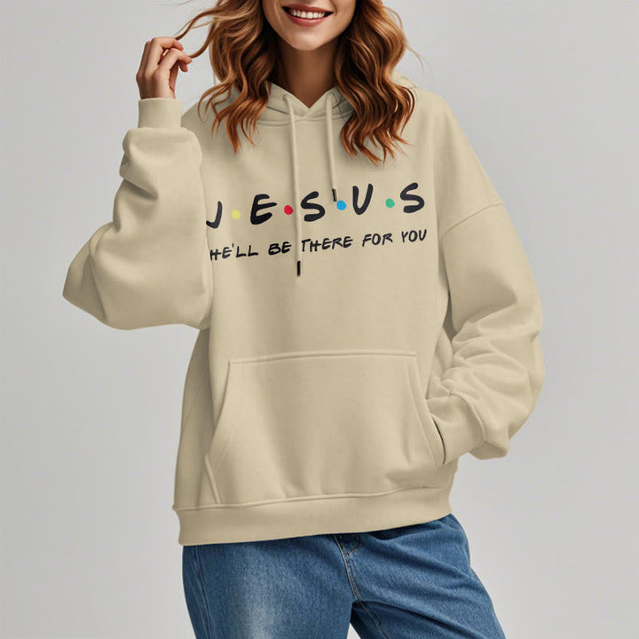 Christianartworkshop Moderner Stil Jesus, er wird für dich da sein, Polyester-Kapuzenpullover mit Fleecefutter