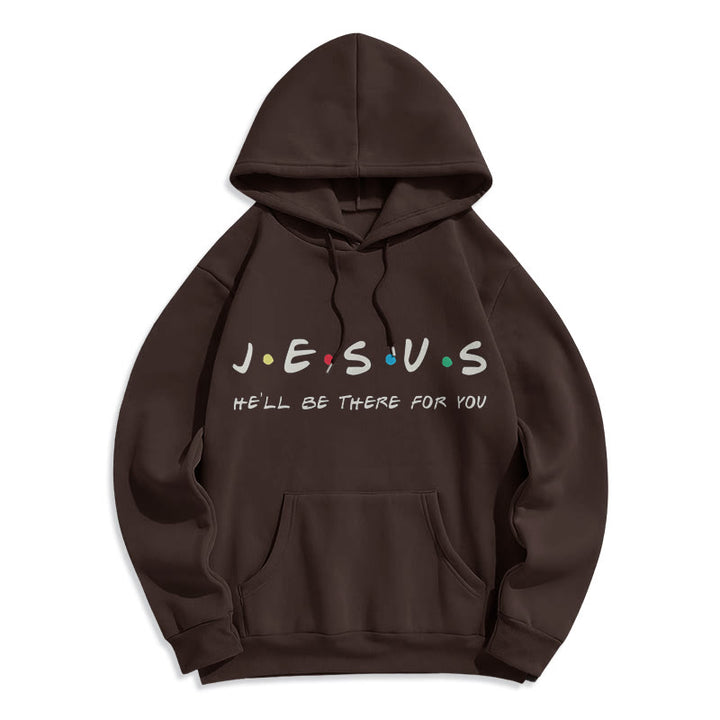 Christianartworkshop Moderner Stil Jesus, er wird für dich da sein, Polyester-Kapuzenpullover mit Fleecefutter
