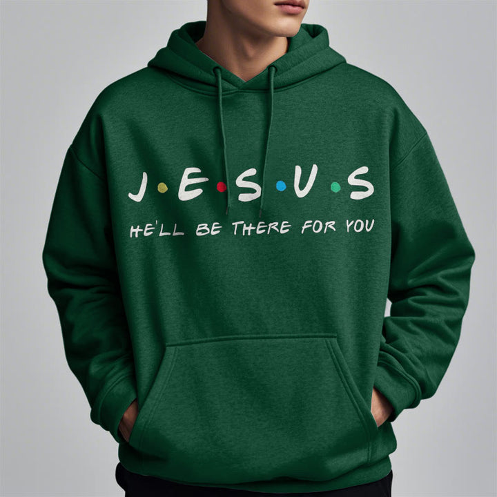 Christianartworkshop Moderner Stil Jesus, er wird für dich da sein, Polyester-Kapuzenpullover mit Fleecefutter