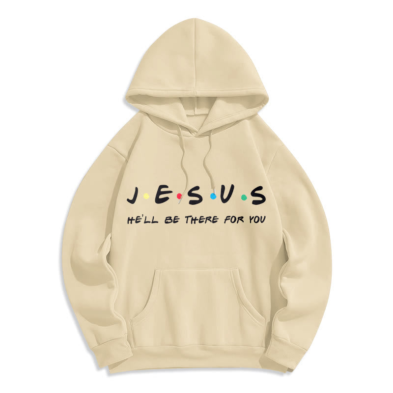 Christianartworkshop Moderner Stil Jesus, er wird für dich da sein, Polyester-Kapuzenpullover mit Fleecefutter - Beige - 2XL - image 10