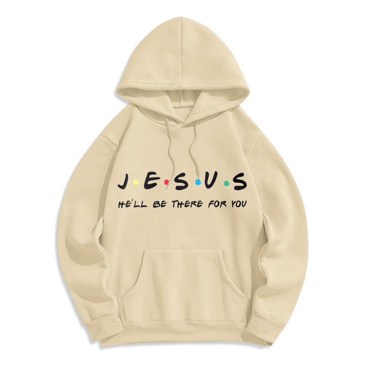 Christianartworkshop Moderner Stil Jesus, er wird für dich da sein, Polyester-Kapuzenpullover mit Fleecefutter - Beige - 2XL - image 10