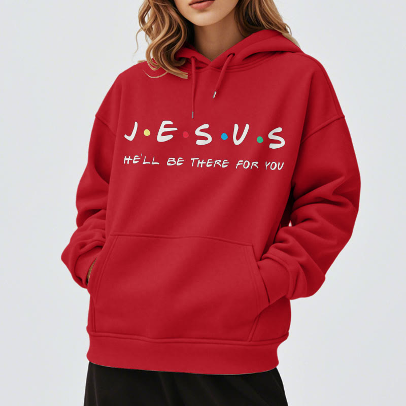 Christianartworkshop Moderner Stil Jesus, er wird für dich da sein, Polyester-Kapuzenpullover mit Fleecefutter
