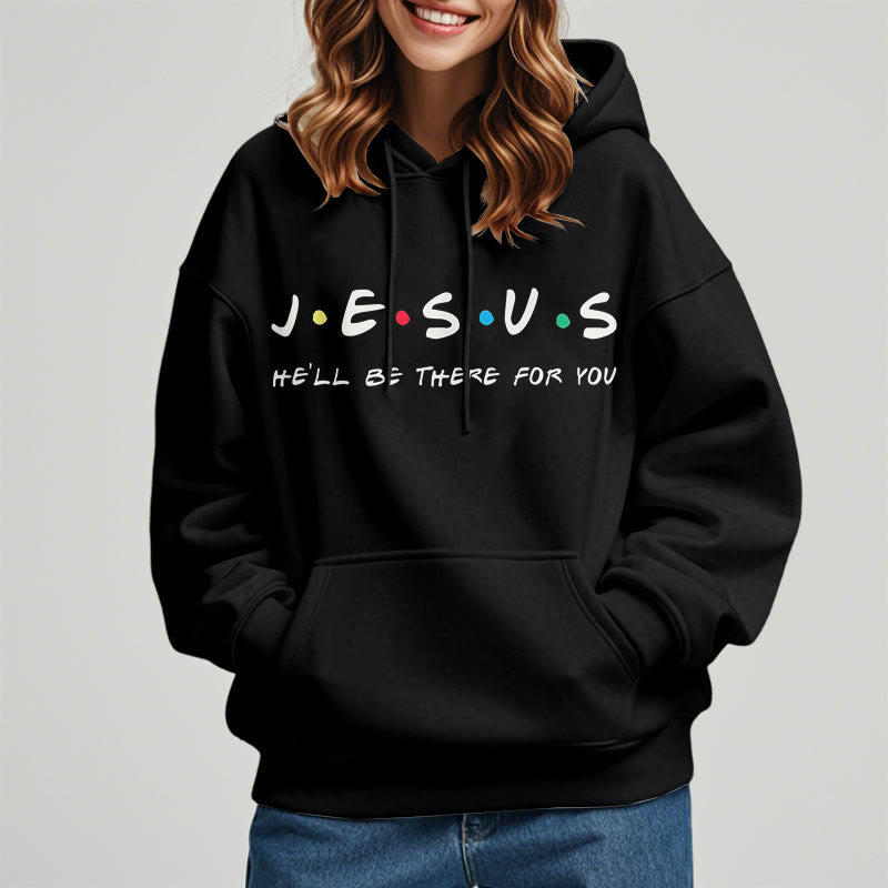 Christianartworkshop Moderner Stil Jesus, er wird für dich da sein, Polyester-Kapuzenpullover mit Fleecefutter