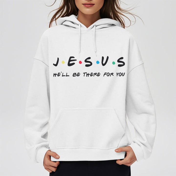 Christianartworkshop Moderner Stil Jesus, er wird für dich da sein, Polyester-Kapuzenpullover mit Fleecefutter