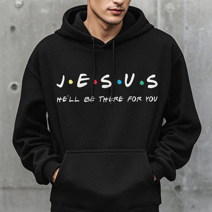 Christianartworkshop Moderner Stil Jesus, er wird für dich da sein, Polyester-Kapuzenpullover mit Fleecefutter