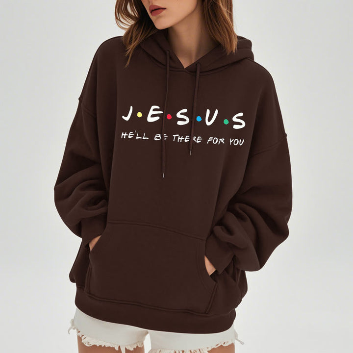 Christianartworkshop Moderner Stil Jesus, er wird für dich da sein, Polyester-Kapuzenpullover mit Fleecefutter